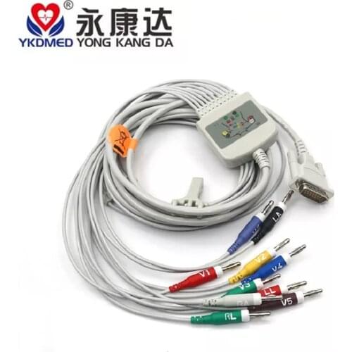 Free shipping/Compatible Schiller ekg cable 10 lead for patient monitor / 10 kohm Resistance