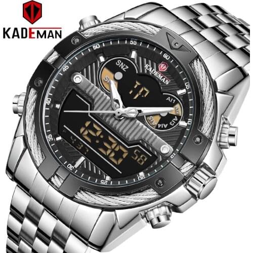 Top Brand Quartz Men Military Sport Watches Mens LED Analog Digital Watch Male Army Stainless Clock Relogio Masculino KADEMAN