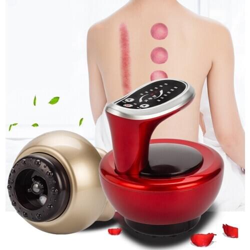 Electric Guasha Massager Vacuum Cupping Body Back Suction Scraping Magnetic Therapy Massage Machine LCD Diaplay Red Gold White