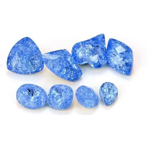 Blue Color Ice Strass Stones 6x8mm Octangle Shape Nails Rhinestones Glue on Pointback Glass Strass Nails DIY Accessories
