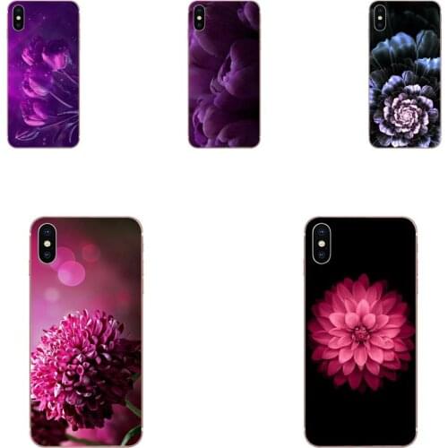 Beautiful Dark Purple Flowers Pattern TPU Custom Design For iPhone SE2020 11 Plus Pro X XS Max XR 8 7 6S SE 4S 5 5C 5S