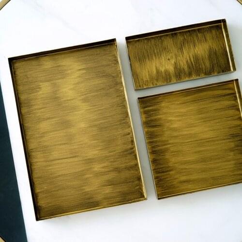 Nordic Metal Gold Perfume Jewelry Storage Tray Bathroom Kitchen Pantry Organizer Box Dessert Tea Coffee Serving Decorative Tray