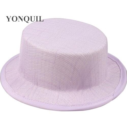 Derby Mini Top Hats 17Cm Blingbling Party Headwear Cocktail Fascinator Hair Accessories DIY Wedding Headpiece Lavender Pink