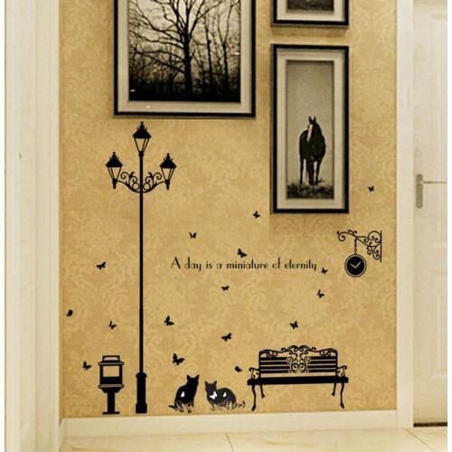 Street lamp leisure chair wall sticker PVC Material DIY art wall decals for Living room Porch corridor skirting decor sticker
