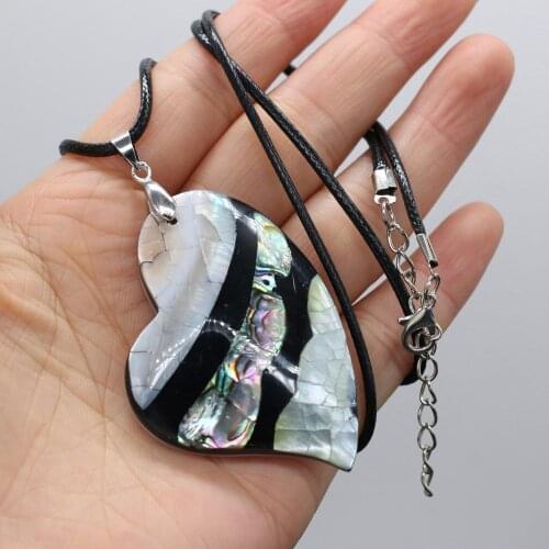 Natural Pearl-Shell Necklace With irregular Heart-Shaped Pendant Leather Cord 2MM Charms For Elegant Women Love Romantic Gift