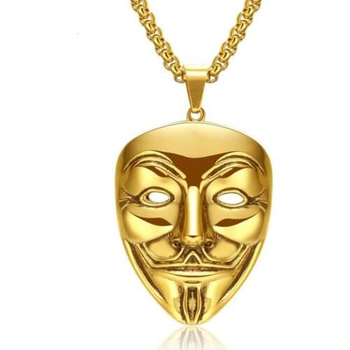 Stainless Steel Hip Hop Vendetta Team Punk Rock Pendant Necklace Mens Street Dance Jewelry Gift For Him with Chain