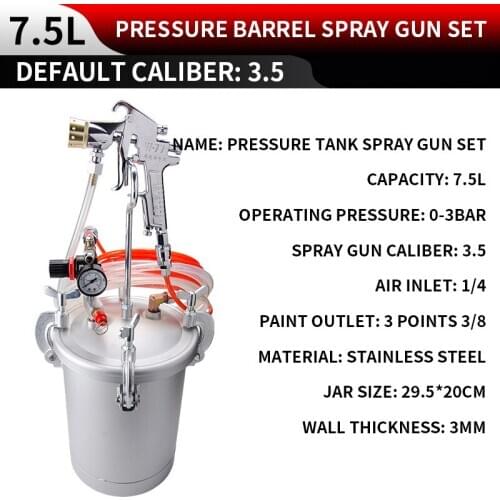 7.5L Water-in-water Colorful Paint Spray Gun Pressure Stainless Steel Bucket Paint Latex Paint Marble Pneumatic Sprayer Machine