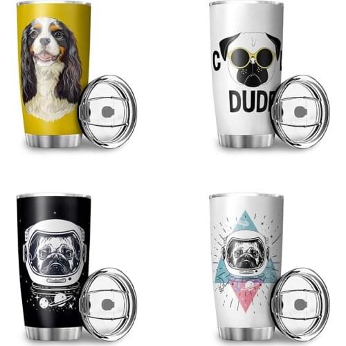 1pc 600ML Water Cup Double Wall Vacuum Funny Animals Pattern Stainless Steel Thermos Cup Bottle Portable Travel Cup Custom Cup