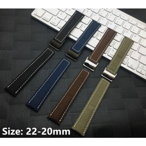 Bracelet Nylon fabric leather stiching Watch Band For Breitling strap for Avenger Super Ocean Watchband Sport 22mm free Tool