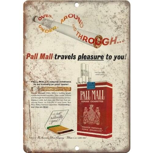 Pall Mall Pleasure Cigarette Tobacco Ad 10" X 7" Reproduction Metal Sign Y19