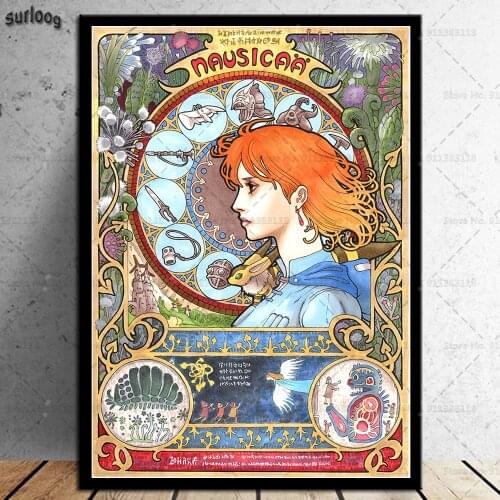 Nausica of the Valley of the Wind Studio Ghibli Poster Prints Wall Art Canvas Painting Poster Picture for Kids Room Decoration