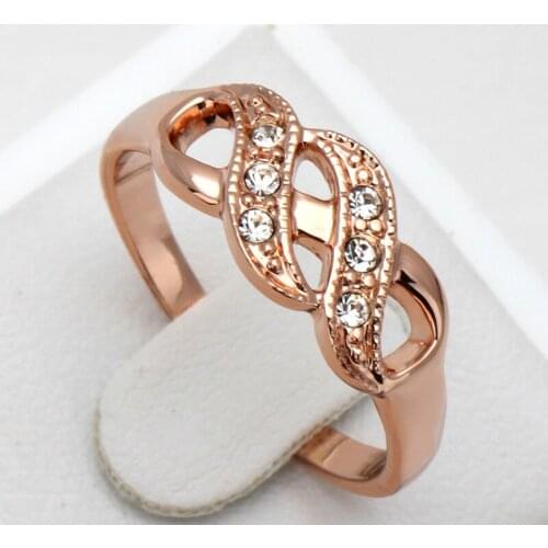 Wave Shape AAA Cubic Zirconia Finger Wedding Rings Charm Women Rose Rose Gold Plated Fashion Women Christmas Day Gift Jewelry