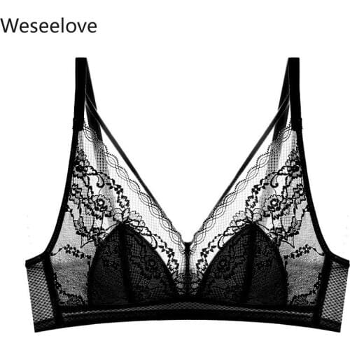 Weseelove Sexy Lace Bras for Women Underwear Comfortable Wireless Bralette Adjustable Push Up Bra Sexy Lingerie Female Bra B28-4
