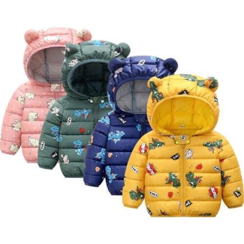 Winter Baby Girls Jacket Kids Boys Light Down Coats Cartoon Ear Hoodie Autumn Girl Clothes Infant Childrens Clothing Boys Coat