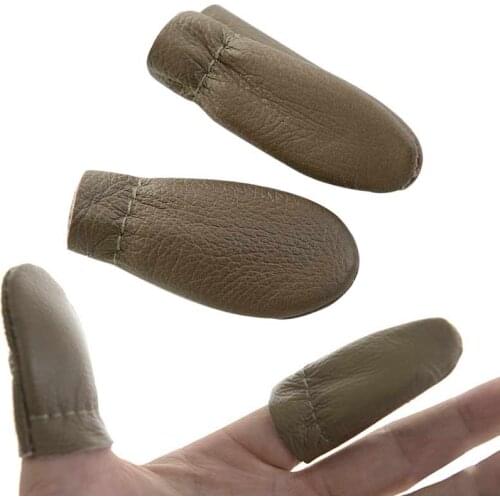 1 Pair Hand Cow Leather Thick Tough Craft Thumb Index Finger Sleeve Thimble Protector GRSA889