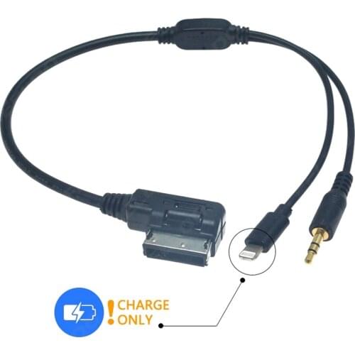 1PCS Car AMI/MDI Interface To 3.5mm Male Audio AUX + Lightning Jack Charge Only Adapter Cable For Mercedes Benz