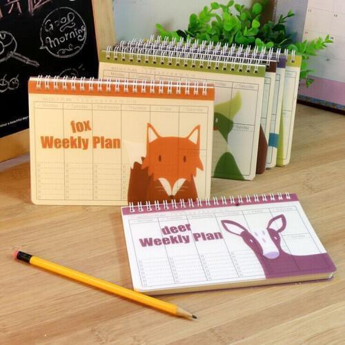1pcs Korea Stationery Color Cartoon Animal Weekbook Creative School Supplies Plan Bookkeeping Journal