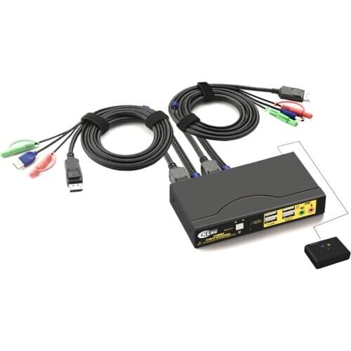 2Port Displayport KVM Switch , DP KVM switch with Audio and Microphone Resolution Up to 4Kx2K@60Hz 4:4:4 ,CKL-62DP