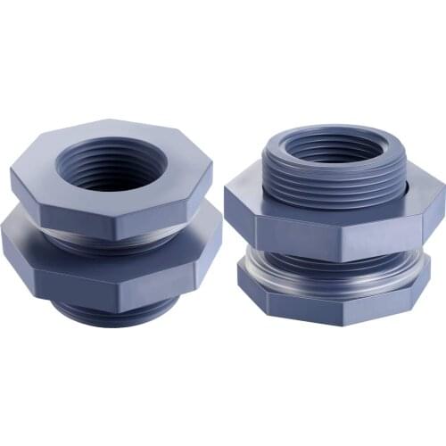 2 Pieces 1 Inch PVC Bulkhead Fitting for Rain Barrels, Aquariums, Water Tanks,Ponds and Pools