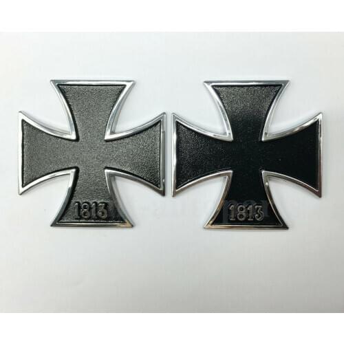 2pcs Metal Maltese Cross 1813 Emblem Car Motorcycle Badge Trunk Decal Sticker