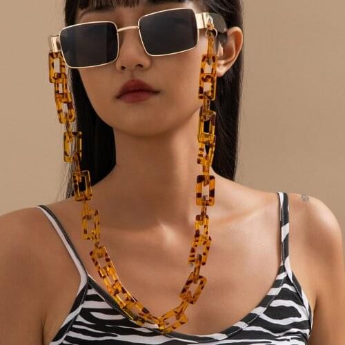 2021 Retro Simple Acrylic Acetate Leopard Print Glasses Chain Punk Trendy Hanging Neck Sunglasses Chain One-piece Accessories