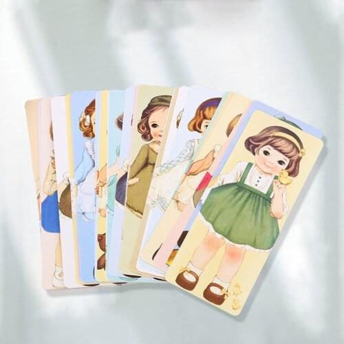 30 Sheets/box Cute Girl Curly Hair Doll Bookmark Cartoon Paper Art Book Mark Page Folder Decor Office School Supplies Stationery
