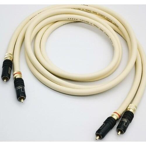 AHSY 1 Pair HiFi High-end WBT 888 Audio Cable OFC Pure Copper Audio Signal Cable 2 RCA TO 2 RCA Lotus Plug Audio Cable