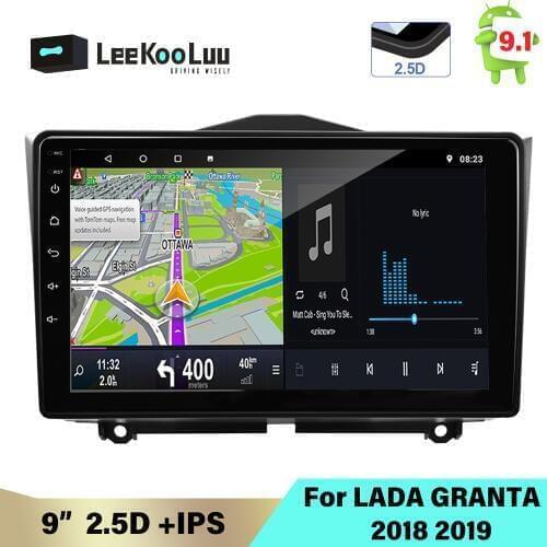 LeeKooLuu 2 Din Android 9.1 Car radio Player 9" 2.5D IPS Screen GPS Navigation Multimedia For LADA Granta 2018 2019 Car Srereo