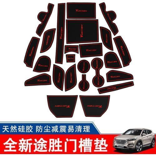 Car-Styling Latex Car-Covers Door Groove Mat Cover Gate Slot Pad Sticker For Hyundai Tucson 2015-2018 Interior Accessories