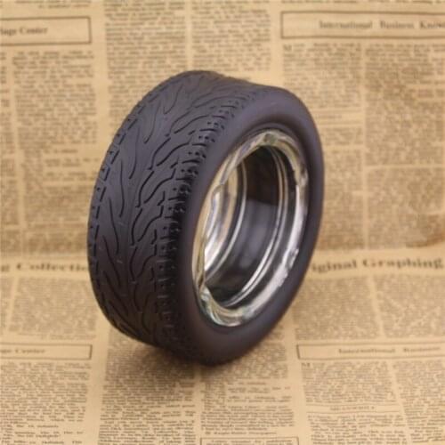 Big Tire Ashtray Brand New Good Rubber New Material Ashtray Around The Whole Body Protection Creative Glass Ashtray Funny Gift