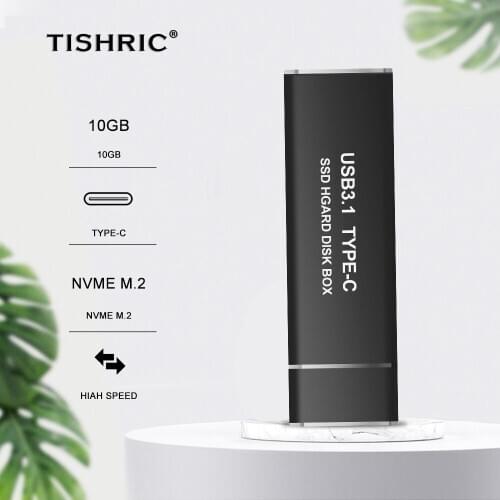 TISHRIC NVME/NGFF to Type-c M2 SSD Case 10GB NVME Case Hard Disk Case Adapter Type-c M2 HDD Case Enclosure Hard Drive Box
