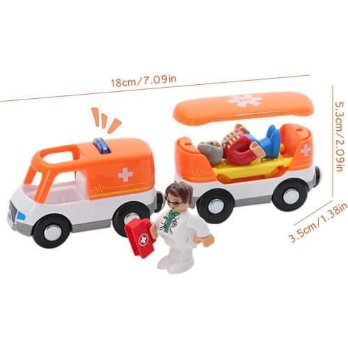 Wooden Track Accessories Fire Truck Magnetic Train Car Ambulance Car Fit Compatible Wooden Train Track Railway Present For Kids