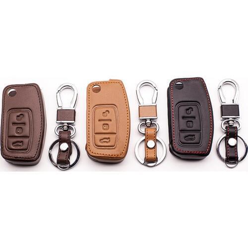 2017 Hot sale special offer remote key leather cover for Ford Focus 2 sedan hatchback, 3 button remote control car accessorie
