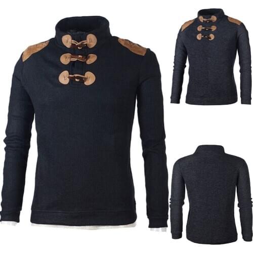 Hot Sell 2019 New Fashion Brand Clothing Swaetershirt Mens Mandarin Collar Long Sleeve Slim Fit Casual Mens Clothing J751