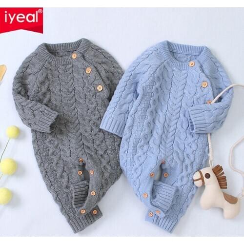 IYEAL 2020 Baby Rompers Long Sleeve Autumn Winter Knitted Infant Sweaters Newborn Girls Boys Jumpsuits Overalls Kids Clothes