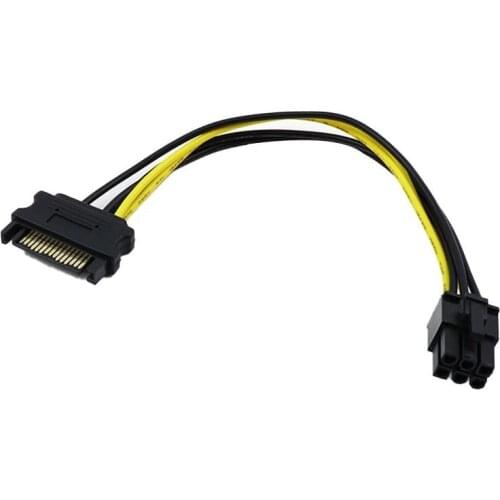 15pin SATA Cable to 6pin PCI-E Power Supply Cable 20cm SATA Cable 15-pin to 6 pin Miner Cable for Mining BTC Graphic Card