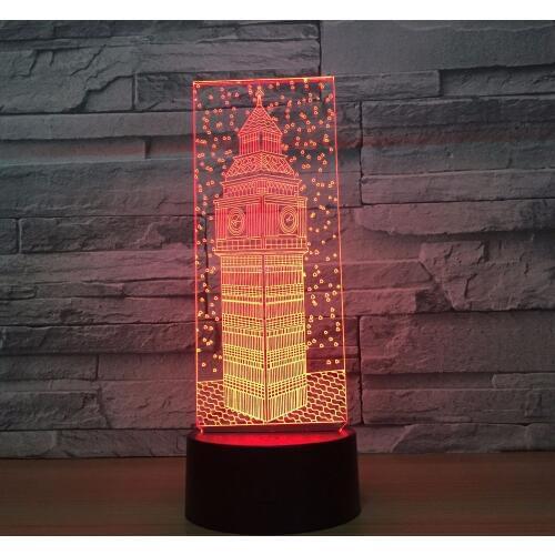 Bell Tower Led Night Light Colourful Acrylic Led 3D Lamp USB Charge DC 5V Lamp Factory Wholesale 3d Light Fixtures Drop Ship