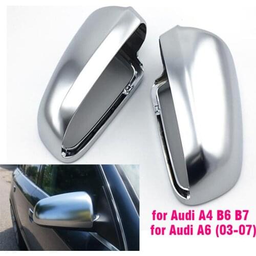 1Pair Car Wing Mirror Caps Matt Chrome Mirror Cover Rearview Side Mirror Cap S Line for Audi A4 S4 B6 B7 A6 C6