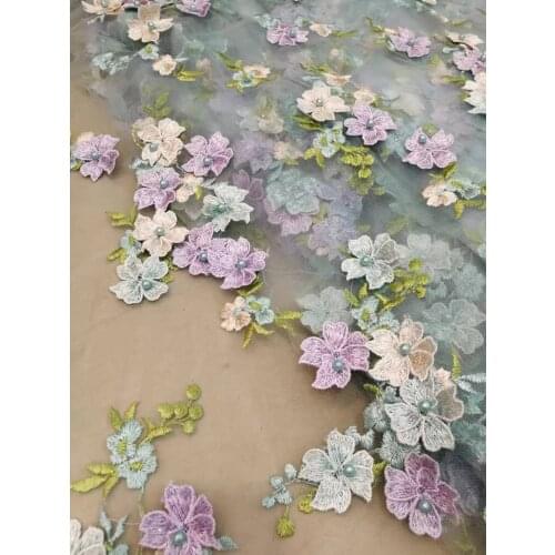 Hot-selling exquisite handmade beaded three-dimensional floral tulle lace, suitable for fashionable ladies' skirts