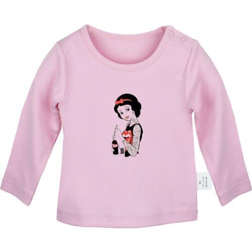 Stained Glass Cute Princess Snow White with Flowers Newborn Baby T-shirts Toddler Graphic Solid color Long sleeve Tee Tops