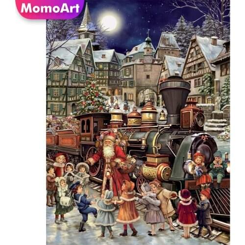MomoArt DIY Diamond Embroidery Santa Claus Picture Rhinestone Diamond Painting Cartoon Full Drill Square Mosaic House Wall Decor