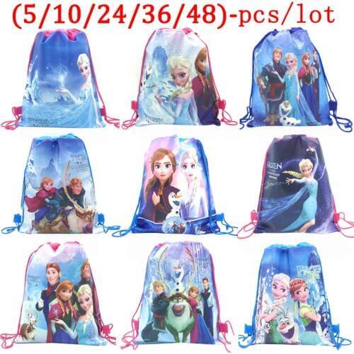 Cartoon Drawstring Bag Disney Frozen 2 Anna Elsa Birthday Party Gift Non-woven Drawstring Bags Kids Girl Favor Shopping Backpack