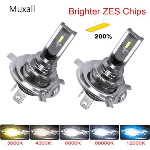 Muxall Super H4 4300K LED Car Headlight H7 Canbus H11 HB3 HB4 9005 9006 H1 Car Bulbs Fog Lights 12V 24V 80W 6000K 20000LM Lamps