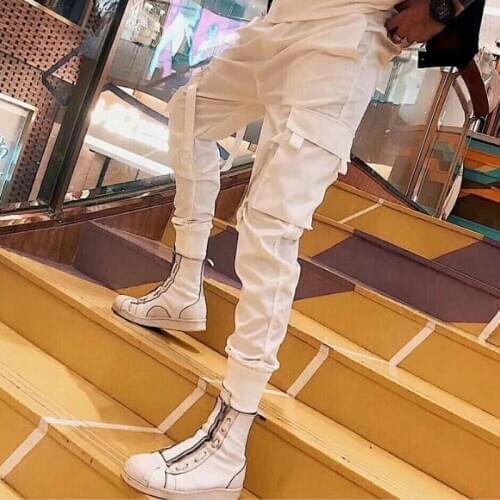 Hot New Male Korean slim sweatpants fit summer style personality overalls wild tide Men ankle banded pants fashion casual pants