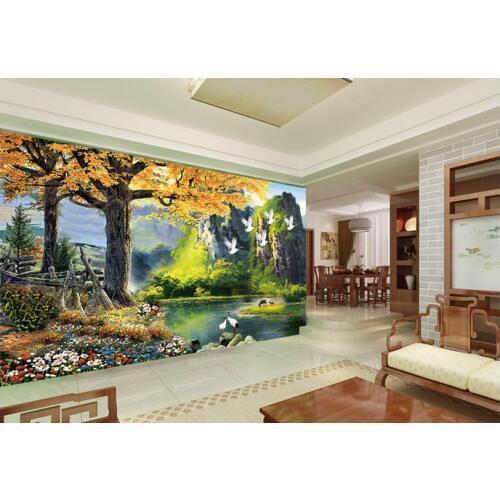 3D wallpaper custom mural 2015 new Clearly the trees landscape setting wall is high beauty non-woven wall paper room decoration