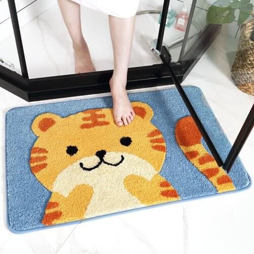 Cartoon Cat Bathroom Door Entrance Mat Bath Rug Bathroom Non-Slip Mat Toilet Mat Entrance Door Absorbent Mat Anti-slip Door Mat