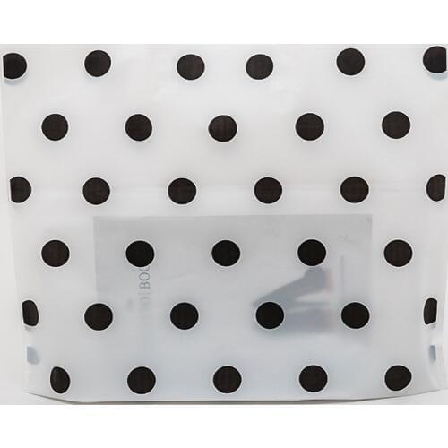 Wholesale 48pcs/lot Thicken Large Plastic Shopping Bags For Boutique Packaging White Round Dots Red Plastic Gift Bag With Handle