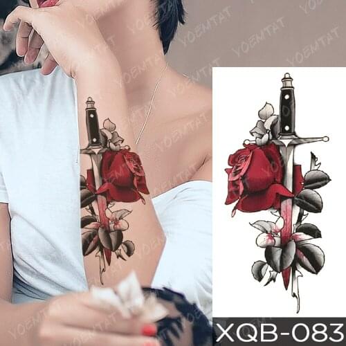 Waterproof Temporary Tattoo Sticker Flower Cyan Cherry Dragon Flash Tattoos Skull Clock Body Art Arm Fake Sexy Tatoo Women Men