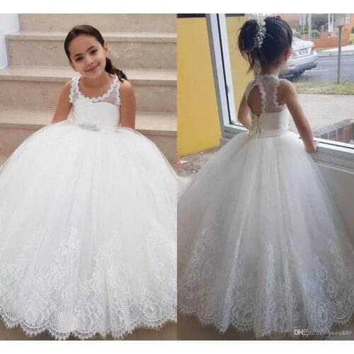 Flower Girl Dresses For Summer Garden Weddings Crew Neck Kids Formal Wears Girls Birthday Dresses
