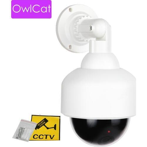 Fake Security Camera Outdoor Dome Dummy Camera Battery Power Simulated camera Non-functional Decoy Surveillance Camera white